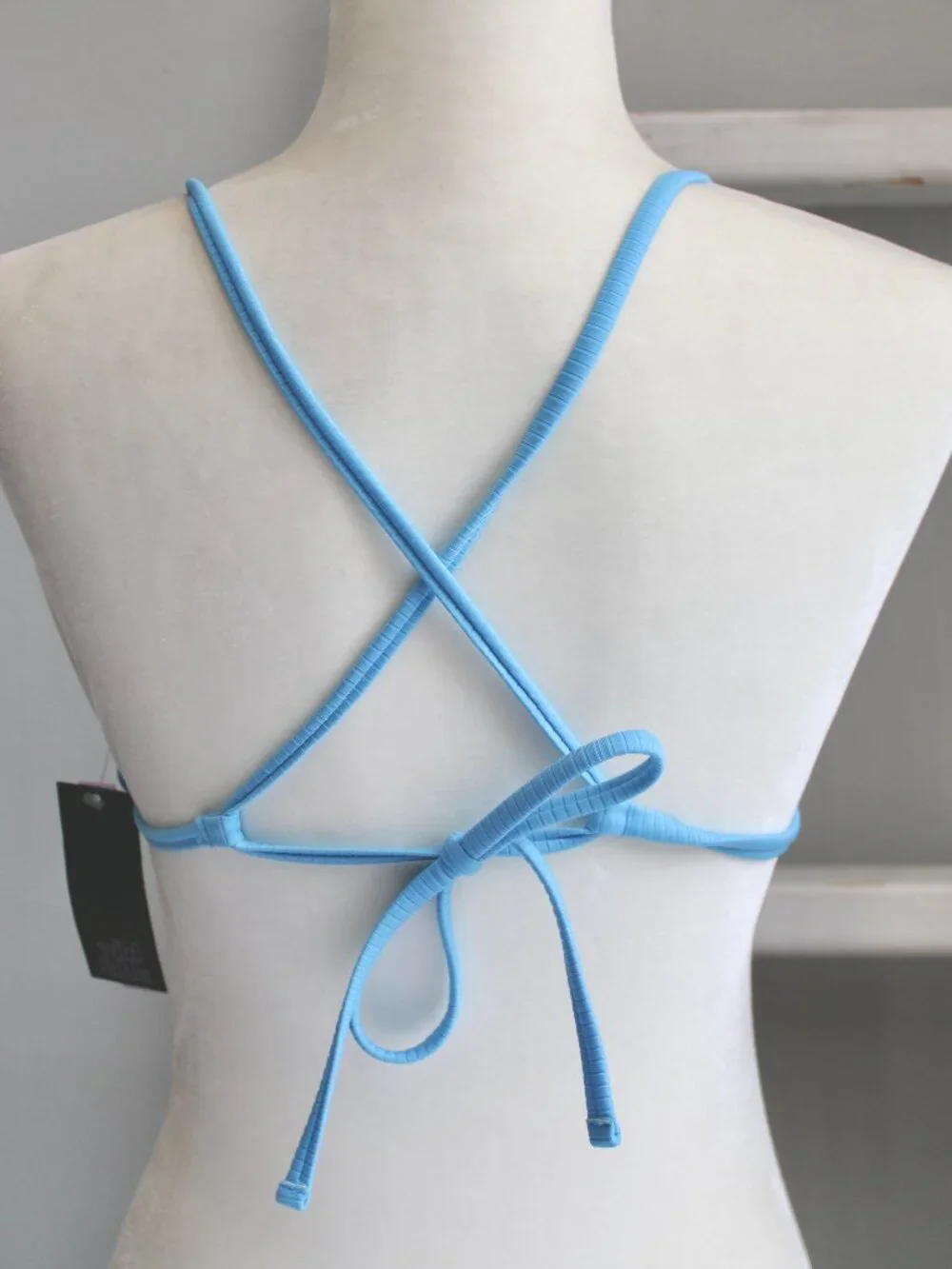 Wild Fable Target Ribbed Blue Triangle String Bikini Top Swim Size Small NWT - Picture 4 of 5